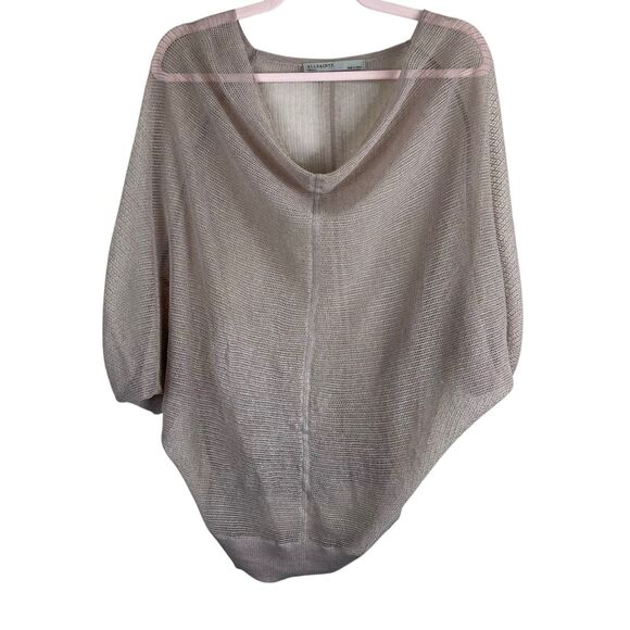 ALL SAINTS Bishi Cowl Neck Mesh Top Size S Beige Sheer - Picture 1 of 6
